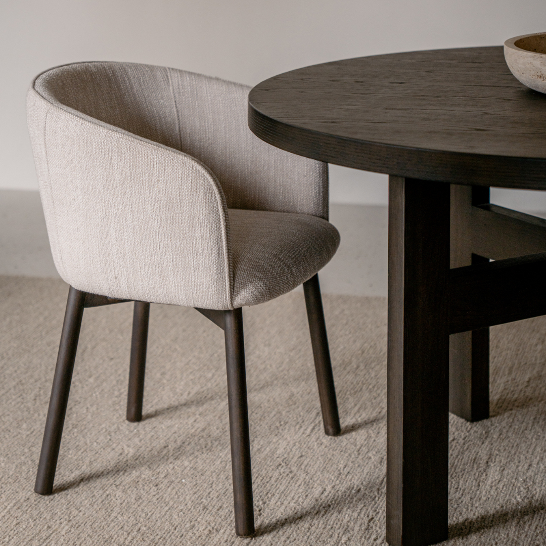 Dining chair Nox - Smoke wood - Sandstone spotted weave — Furnified