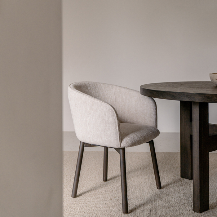 Silla de comedor Nox - Madera ahumada - Tejido moteado de piedra arenisca