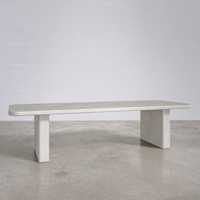 Table à manger rectangulaire d'extérieur avec pieds plats - Milor - 300 cm - Latte - Polycomposite