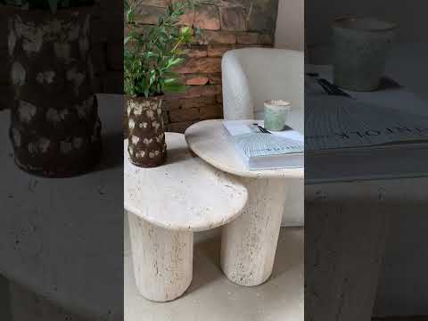 Jonah - Organic Side Table - Travertine - White - H40 cm — Furnified
