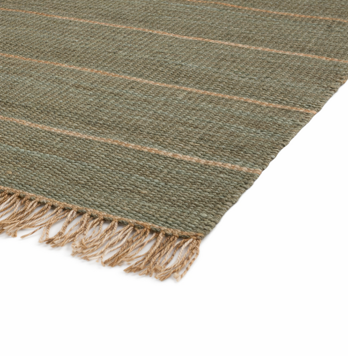 Handgemaakt tapijt - Nira - Donkergroen - 100% jute