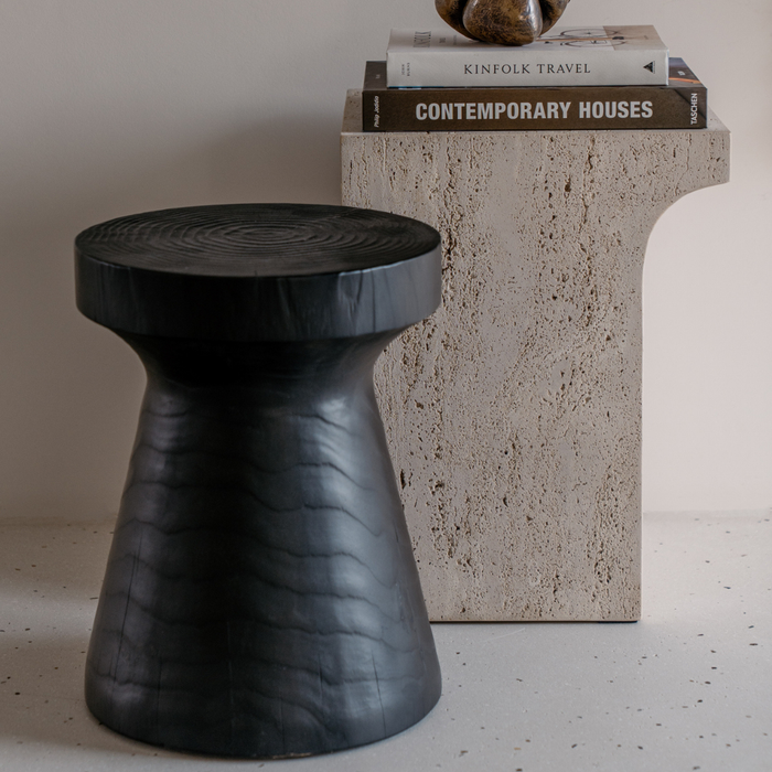 Side table Sova - solid pine wood - black