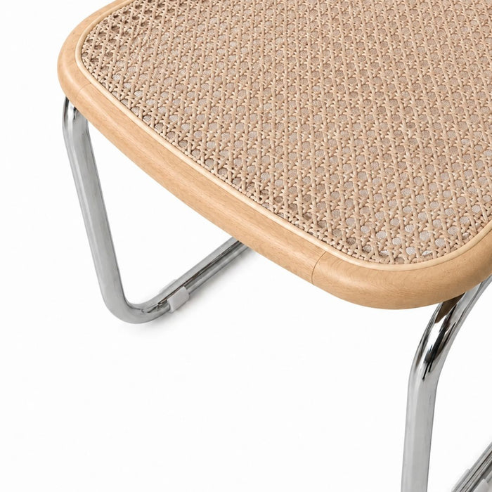 Chaise de salle à manger Swing - Rotin naturel - Chêne/Chrome