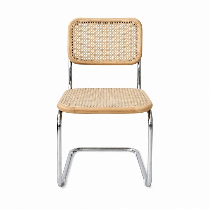 Chaise de salle à manger Swing - Rotin naturel - Chêne/Chrome