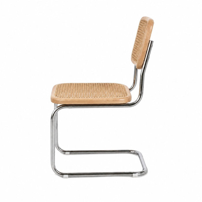 Chaise de salle à manger Swing - Rotin naturel - Chêne/Chrome