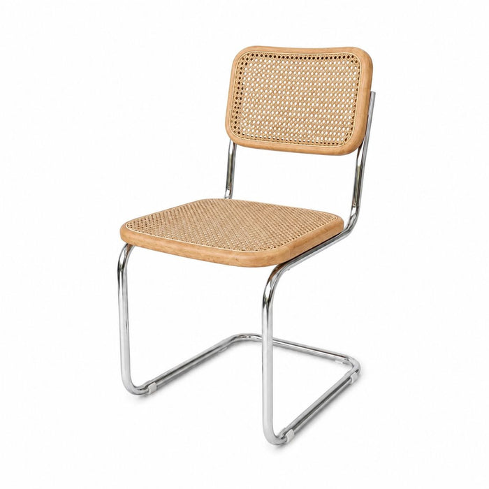 Chaise de salle à manger Swing - Rotin naturel - Chêne/Chrome