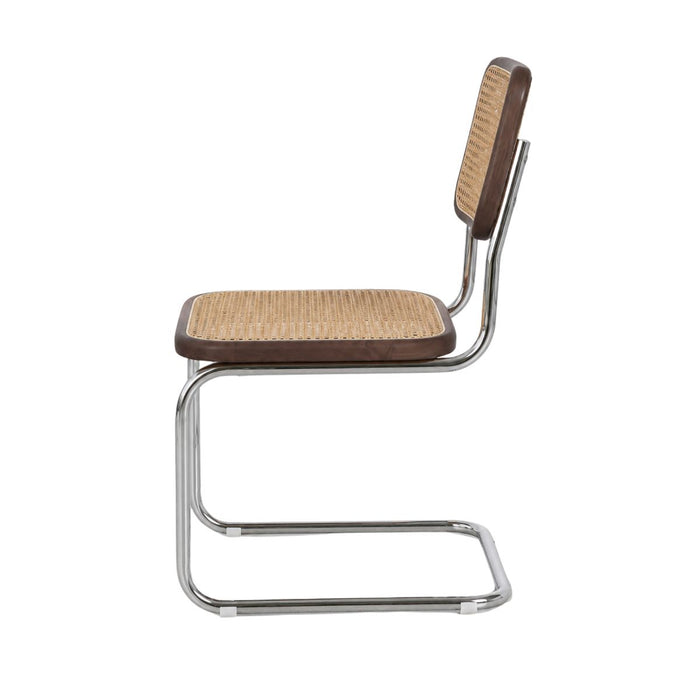Chaise de salle à manger Swing - Rotin naturel - Smoke/Chrome