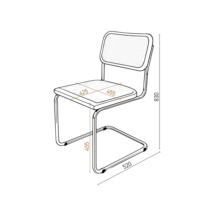 Silla de ratán natural - Nogal oscuro - Madera ahumada/cromo - Columpio