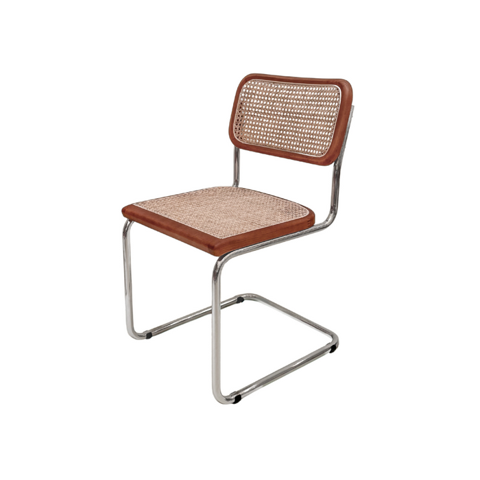 Stuhl aus natürlichem Riet - Walnuss/Chrom - Swing