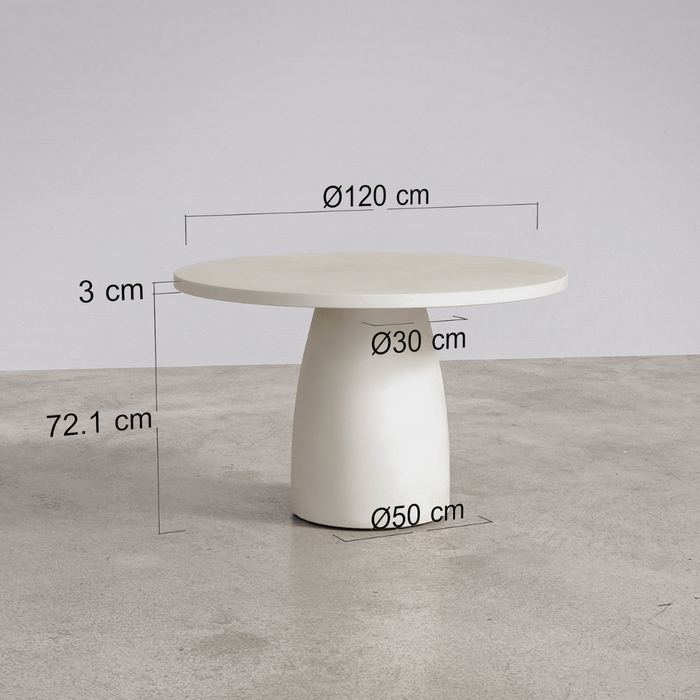 Round outdoor dining table - Uzé - D120 H75 - Latte - Polycomposite