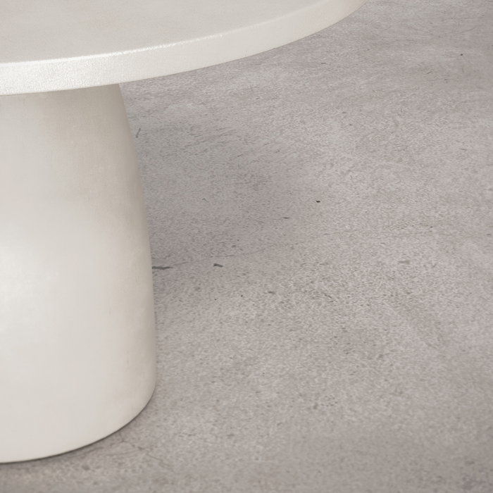 Round outdoor dining table - Uzé - D120 H75 - Latte - Polycomposite