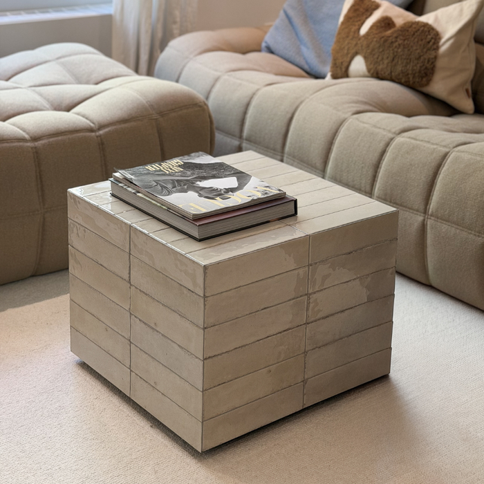 Mesa de centro Vence - Azulejos beige claro - Alto - 39 cm