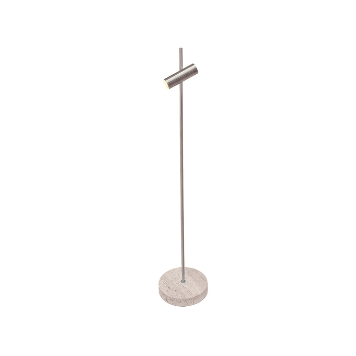 Lámpara de pie Vexa - Acero cepillado - Base de travertino blanco - 150 CM