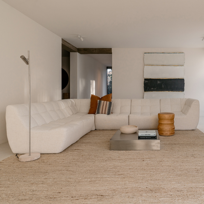 Lámpara de pie Vexa - Acero cepillado - Base de travertino blanco - 150 CM