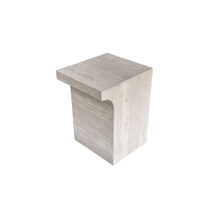 Vinto bijzettafel -  W31 D25 H48 - Wit - Ongevuld travertijn