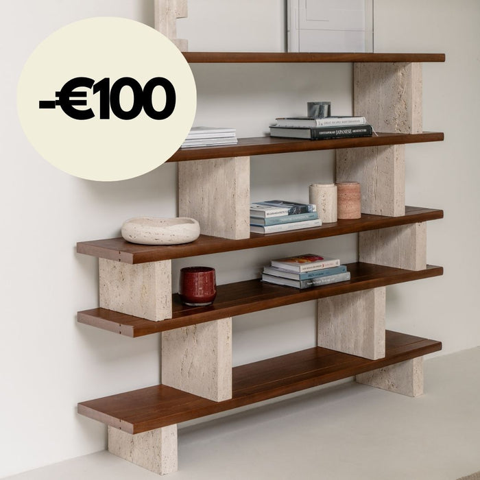 Wall cabinet - Merpins - Walnut - Travertine pillars - 180 cm