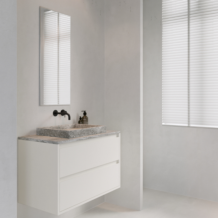 Wooden bathroom cabinet white - ANN - 80 cm