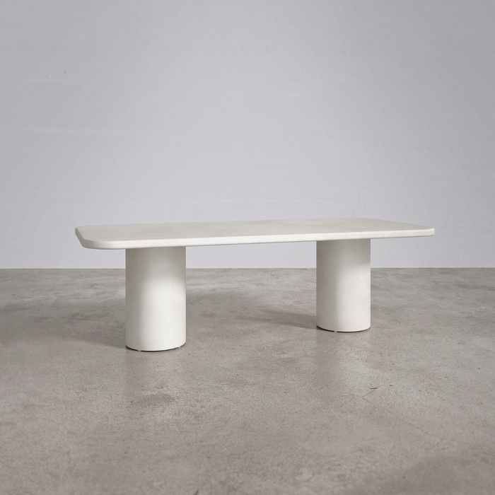 Outdoor rectangular garden table with round legs - Yonu - 240 cm - Latte - Polycomposite