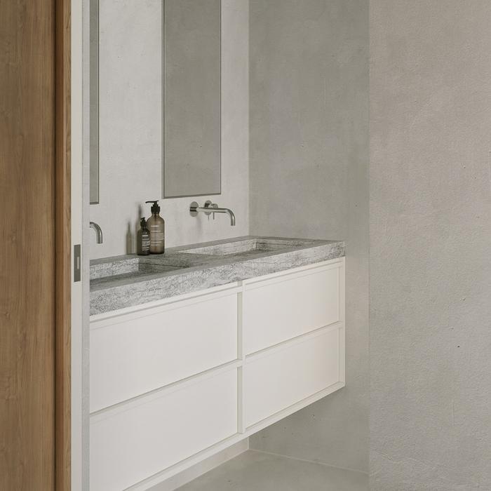 Meuble de salle de bain Fien - Blanc - 150 cm | Armoire de rangement spacieuse