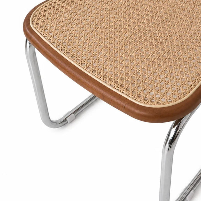 Chaise de salle à manger Swing - Rotin naturel - Noyer/Chrome