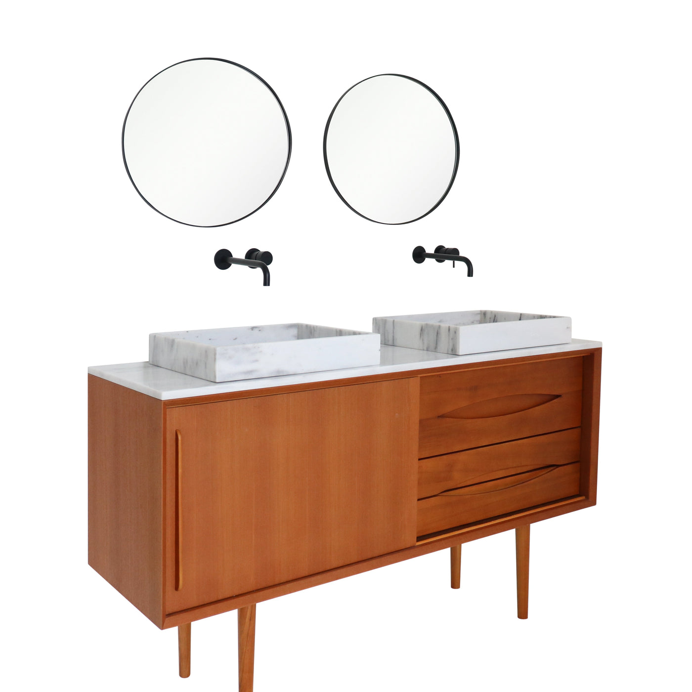 Bathroom furniture Bill Teak White Marble sink White Marble top pl