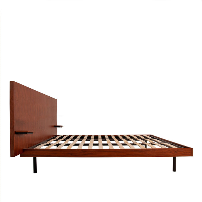 Moderne Bed in Walnoot Hout Furnified