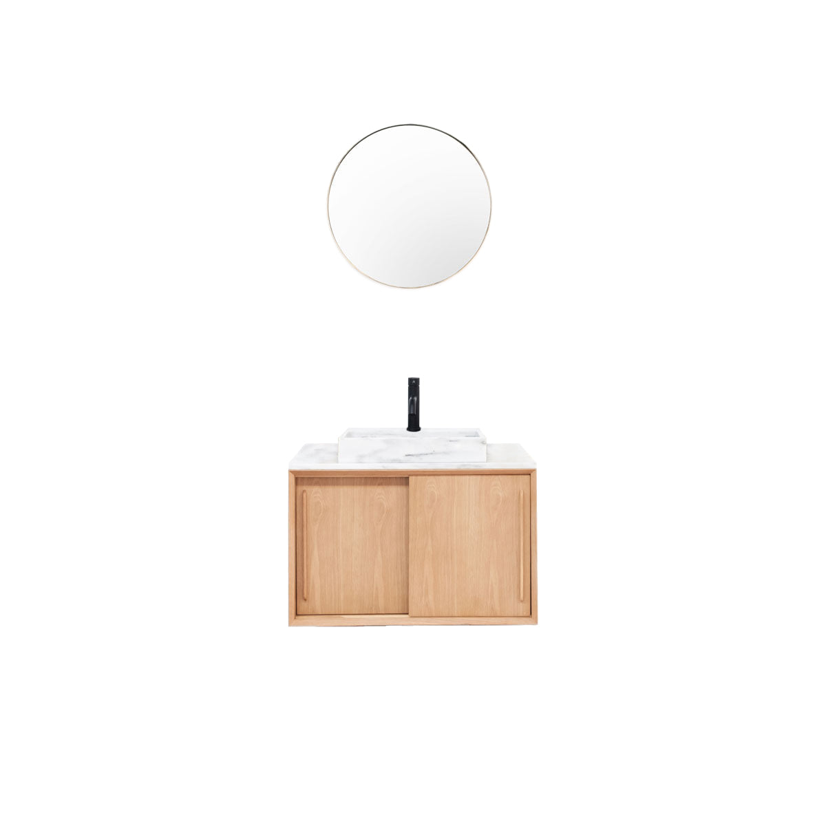 Bathroom Furniture - White Marble - Washbasin George - Oak (80 cm) - N —  Furnified