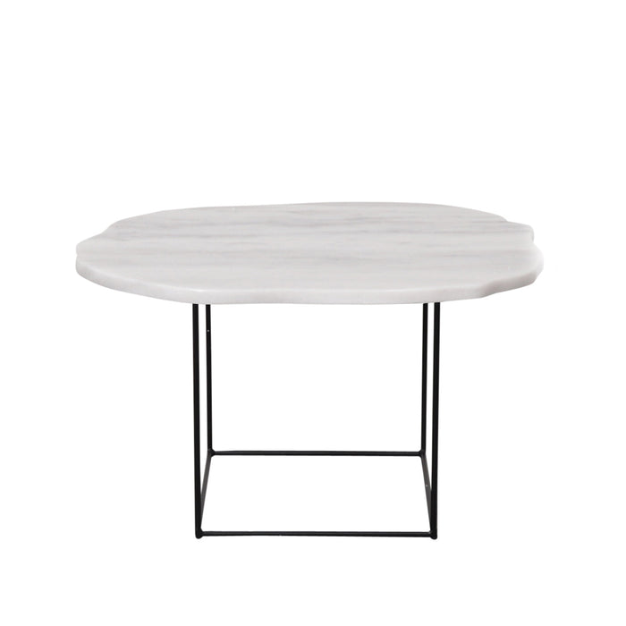 Table d'Appoint Delphine - Marbre Blanc/Noir - 60x60x35cm