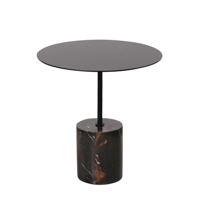 Table d'Appoint avec Pieds en Marbre - Ines - Noir - 40/H40cm - Marbre Noir/Rouge