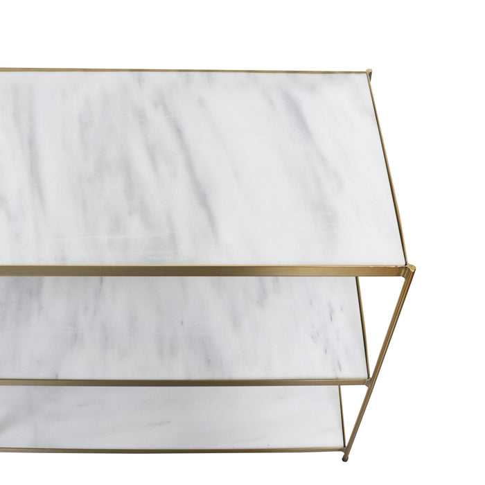 Console table - White Marble + Black Frame - Luiza