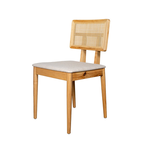 Dining chair with rattan back - Charles - Oak/Natural Rattan - Off-white —  Furnified