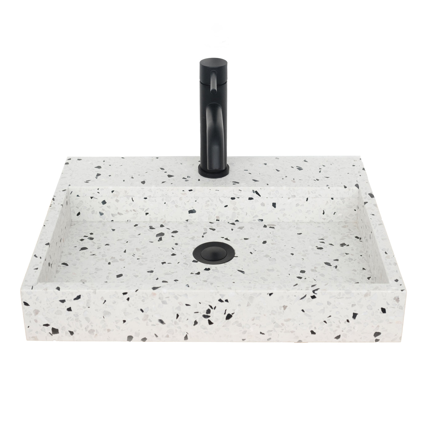 George Marble Washbasin with Tap Hole - Terrazzo — Furnified