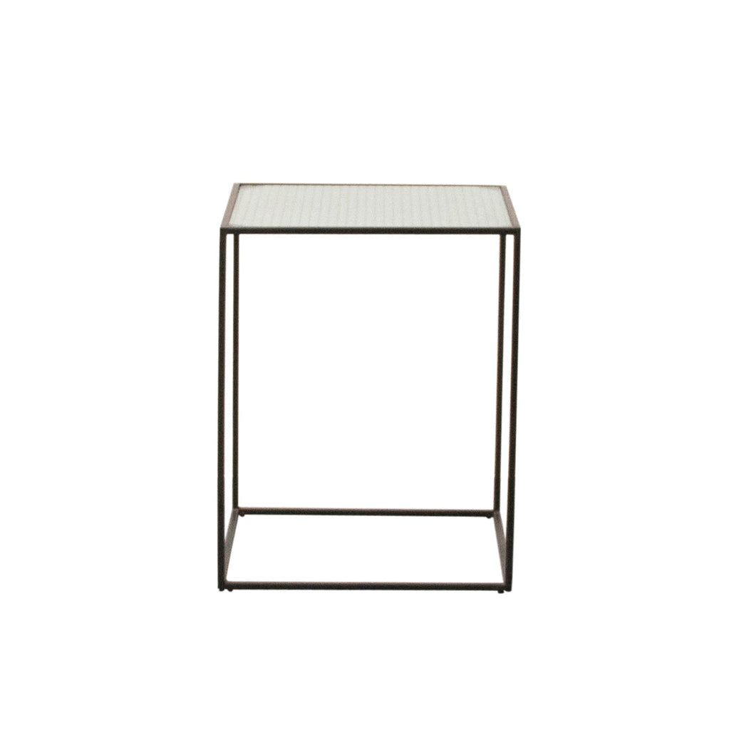 Glazen Bijzettafel - Annaliz - Glas/Zwart Metaal - 40×40×50cm — Furnified