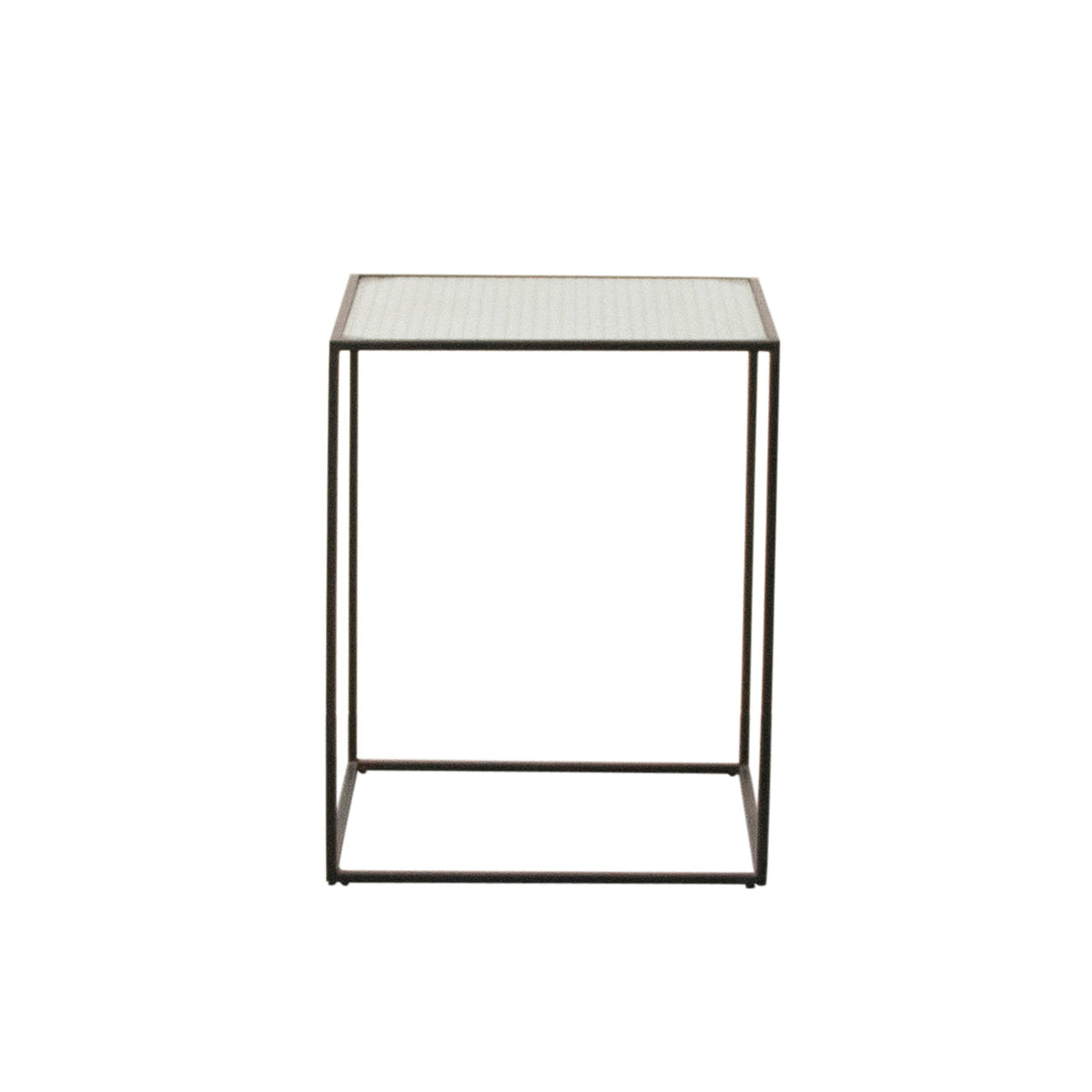 Glass Coffee table - Annaliz - Glass/Black Metal - 40x40x50cm — Furnified