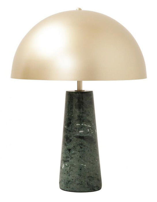 Bordslampa Merit - Mässingsskärm - Grön marmorsockel - Ø40/H55cm