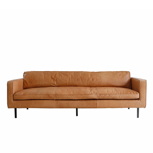 Leather 3.5-seat Sofa - Gordon - Cognac — Furnified
