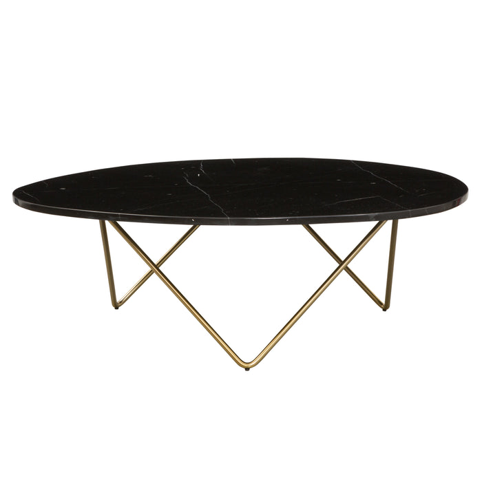 Table Basse en Marbre - Richard - 100x80cm - Marbre Noir - Or