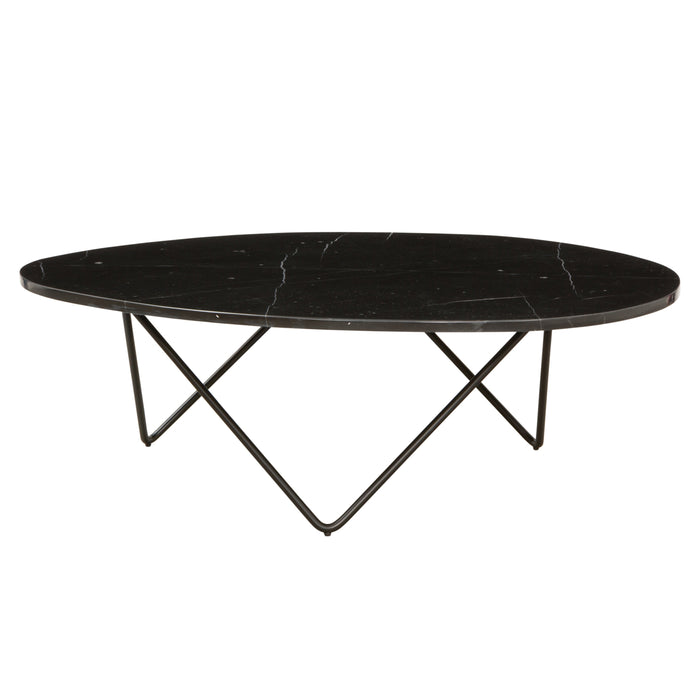Table Basse en Marbre - Richard - 100x80cm - Marbre Noir - Or
