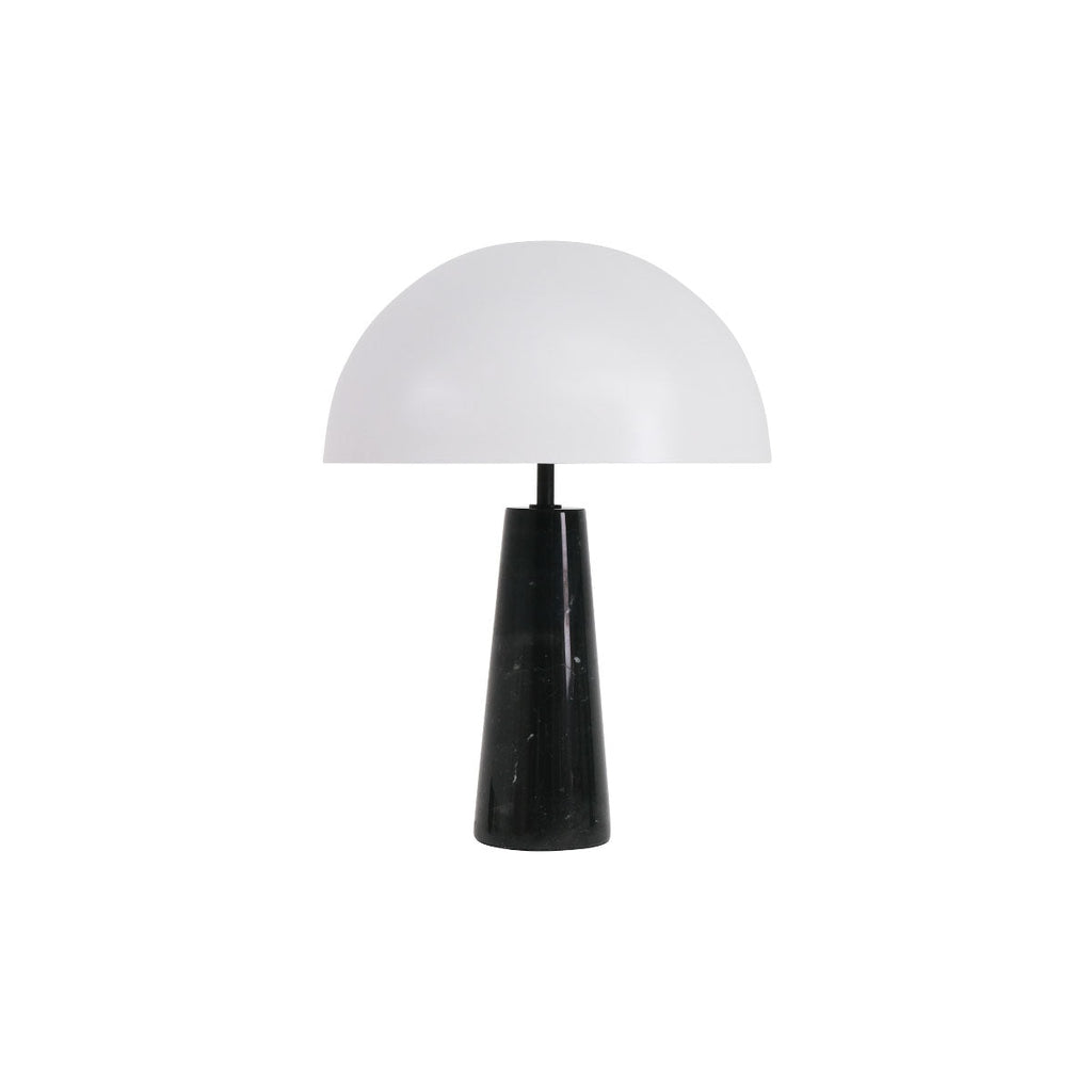 Table Lamp Merit - White Shade - Black Marble Base - Ø40/H55cm — Furnified