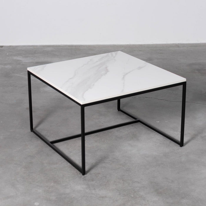 Keramisk sofabord - Miles - Calacatta hvid keramik - 55×55×35cm