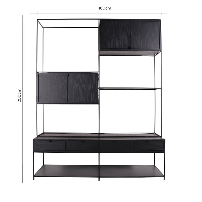 Retro Wall cabinet - Black Wood - Florentin