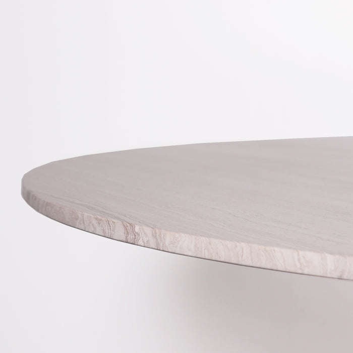 Runder Esstisch mit Marmorplatte – Beigefarbener Marmor – Ø125 cm