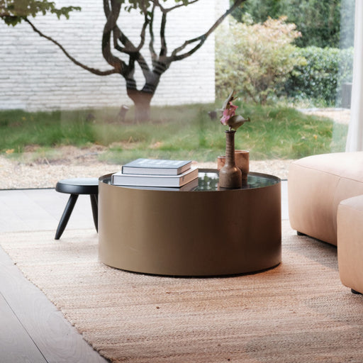 Round Coffee table with Gold frame and Black Marble - Robust - Ø80cm —  Furnified