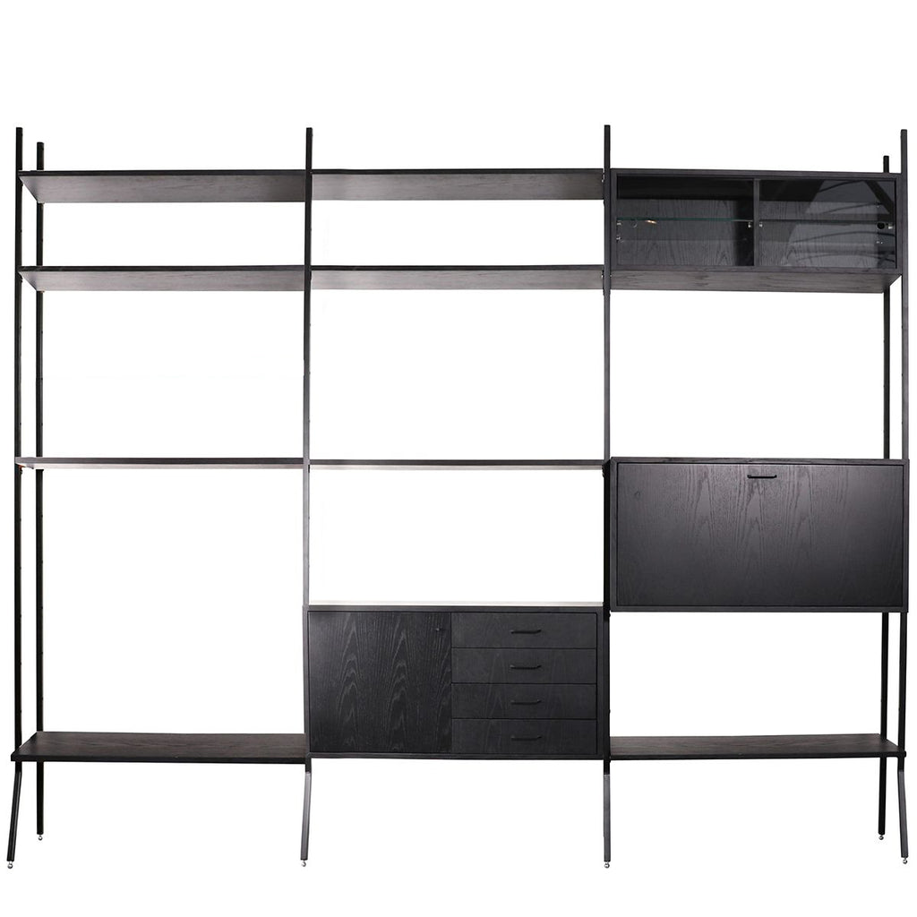 Zwarte Wandkast met Uitbreiding - Zwart - 278×230cm — Furnified