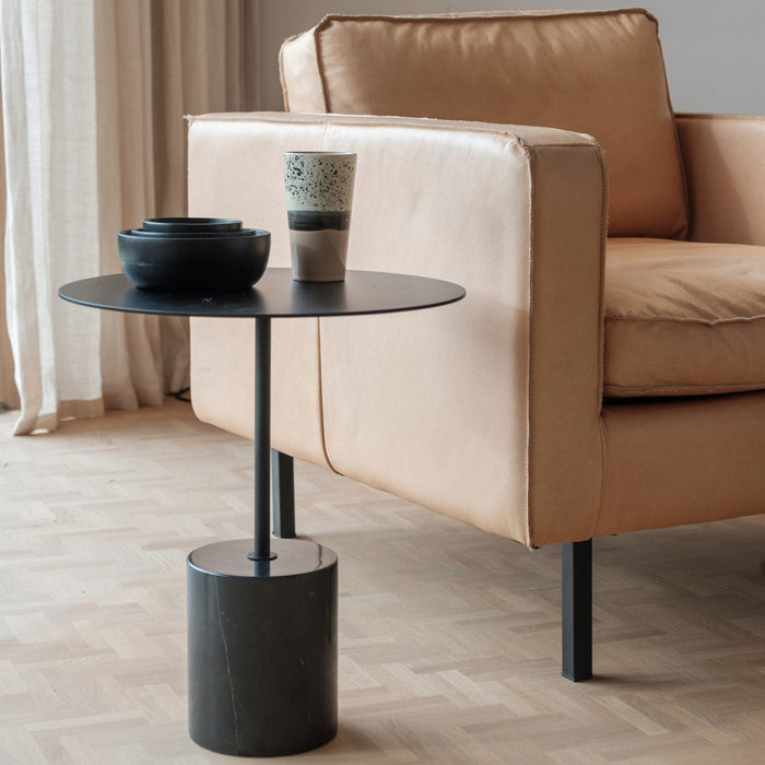 Side table Ines - Black Marble Base - 40x40x50cm
