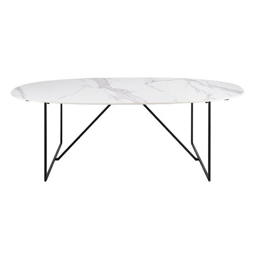 Nantes oval garden table in white ceramic - 240 cm - Black Frame — Furnified