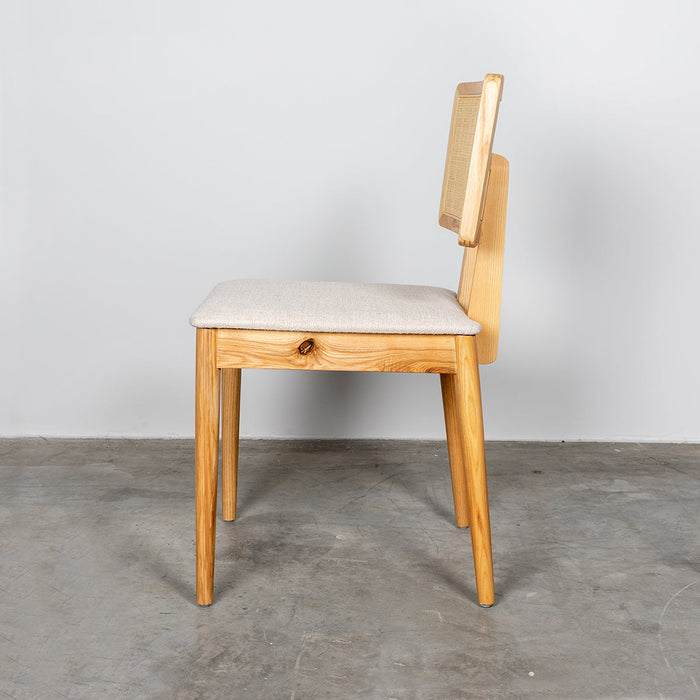 stoel voor eettafel met rotan rug Charles Eik/Naturel Rotan Gebroken Wit